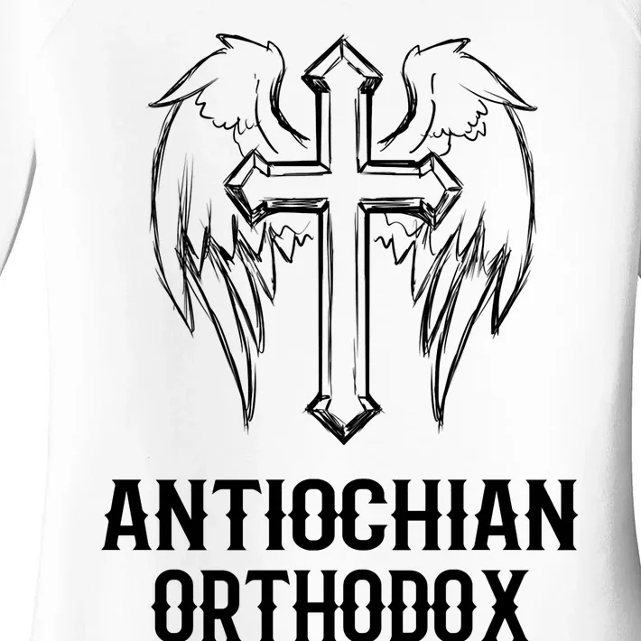 Antiochian Orthodox / Orthodox Christian Modern Font Design Women's Perfect Tri Tunic Long Sleeve Shirt