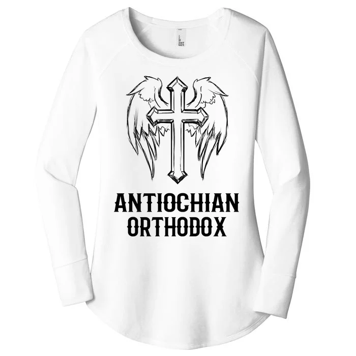 Antiochian Orthodox / Orthodox Christian Modern Font Design Women's Perfect Tri Tunic Long Sleeve Shirt