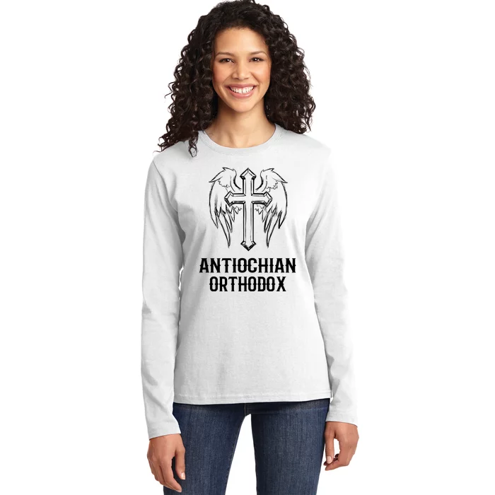 Antiochian Orthodox / Orthodox Christian Modern Font Design Ladies Long Sleeve Shirt