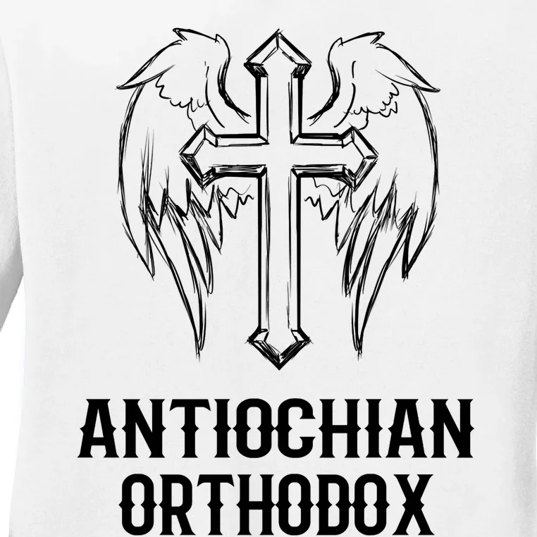 Antiochian Orthodox / Orthodox Christian Modern Font Design Ladies Long Sleeve Shirt