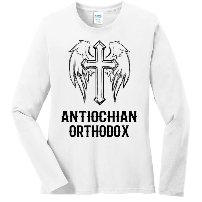 Antiochian Orthodox / Orthodox Christian Modern Font Design Ladies Long Sleeve Shirt