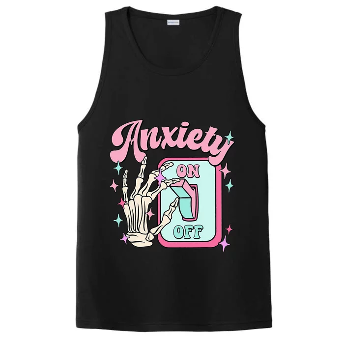 Anxiety On Off Switch Anxiety On Skeleton Hand Mental Health Performance Tank