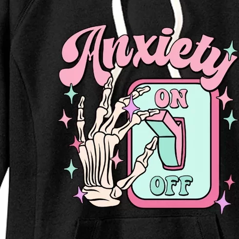 Anxiety On Off Funny Mental Health Awareness Cute Psychology Student Giift Women's Fleece Hoodie