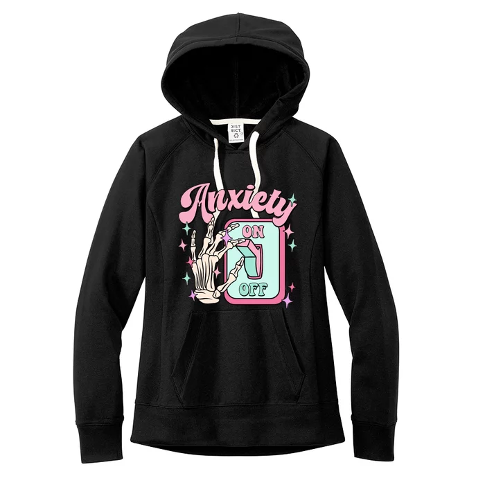 Anxiety On Off Funny Mental Health Awareness Cute Psychology Student Giift Women's Fleece Hoodie