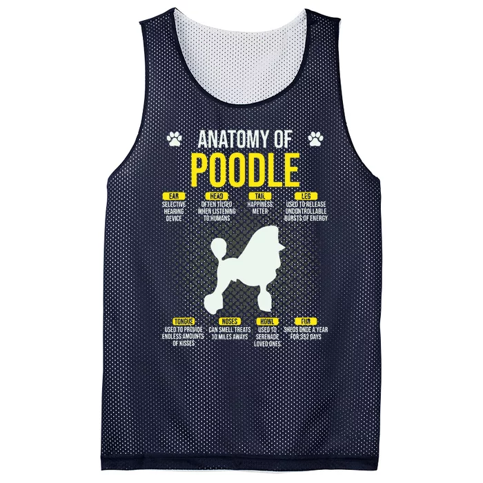 Anatomy Of Poodle Dog Lover Funny Mesh Reversible Basketball Jersey Tank