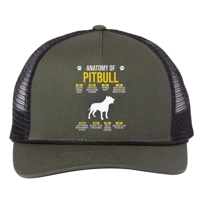 Anatomy Of Pitbull Dog Lover Retro Rope Trucker Hat Cap