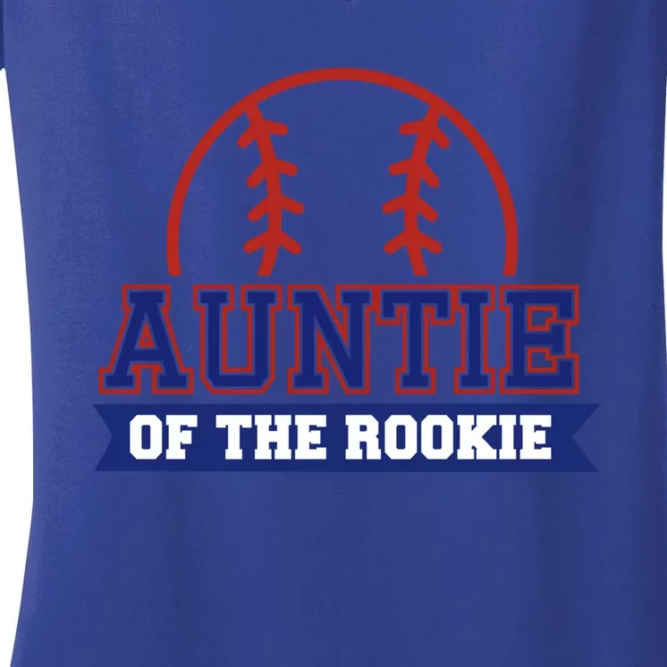 Auntie Of Rookie 1st Birthday Baseball Theme Matching Party Gift Women's V-Neck T-Shirt