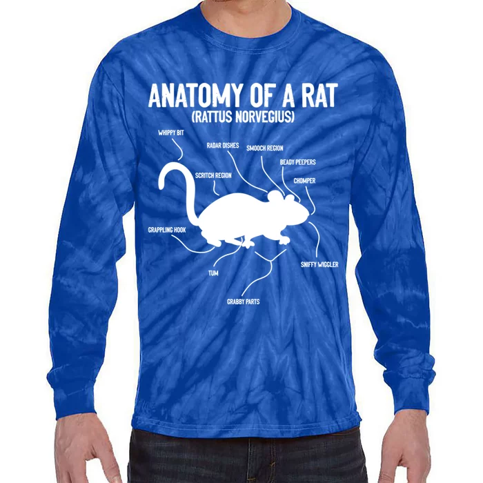 Anatomy Of Rat Rat Lovers And Pet Rat Owners Great Gift Tie-Dye Long Sleeve Shirt