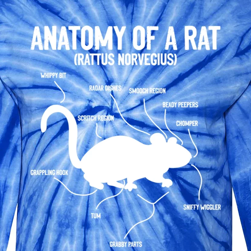 Anatomy Of Rat Rat Lovers And Pet Rat Owners Great Gift Tie-Dye Long Sleeve Shirt