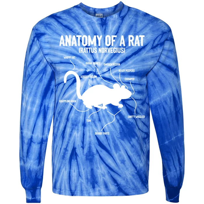 Anatomy Of Rat Rat Lovers And Pet Rat Owners Great Gift Tie-Dye Long Sleeve Shirt