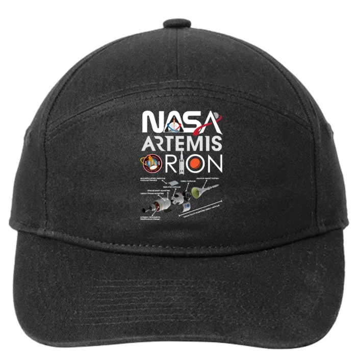 Artemis Orion Space Launch System SLS Schematics 7-Panel Snapback Hat