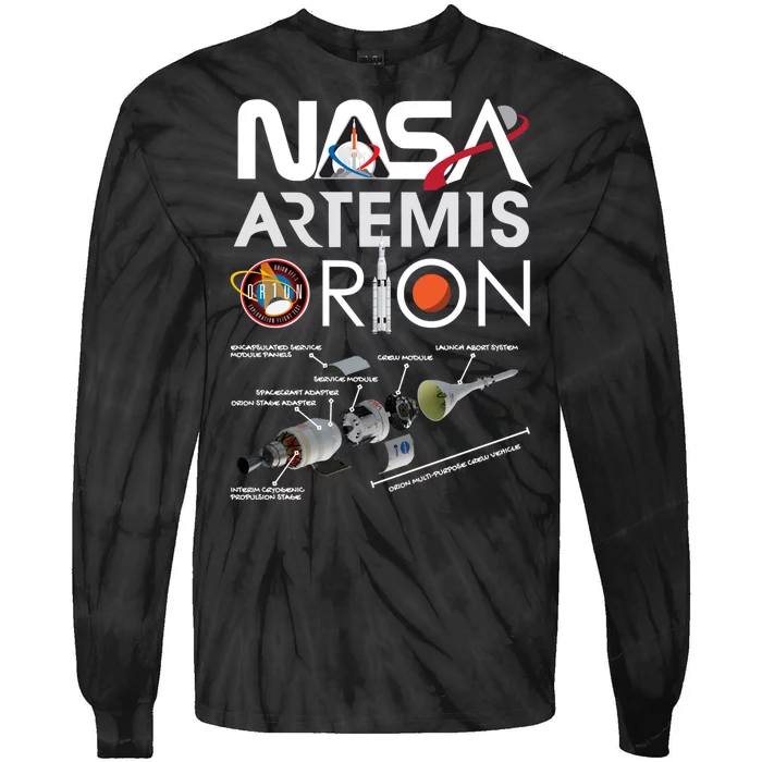 Artemis Orion Space Launch System SLS Schematics Tie-Dye Long Sleeve Shirt