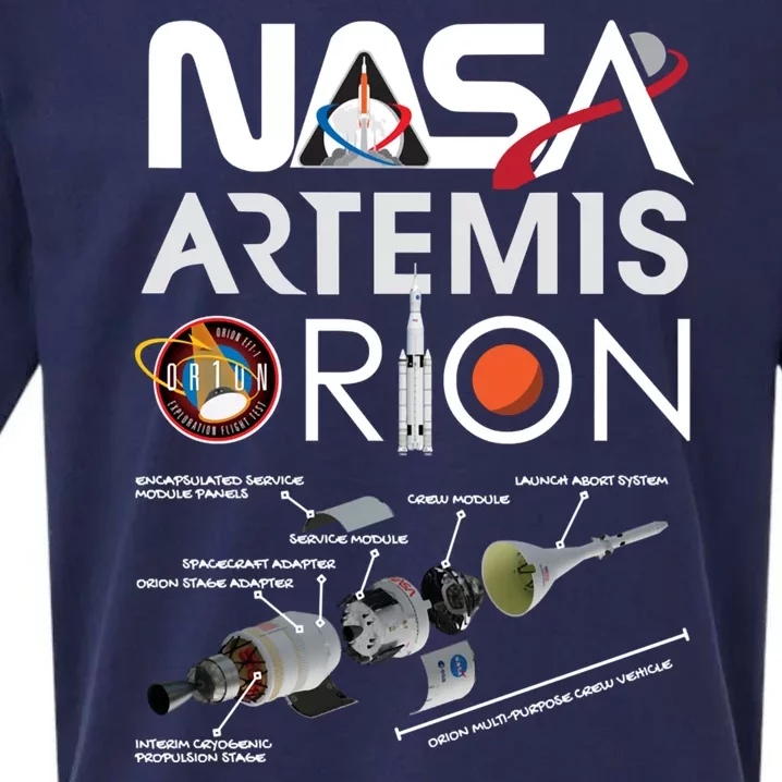 Artemis Orion Space Launch System SLS Schematics Sueded Cloud Jersey T-Shirt