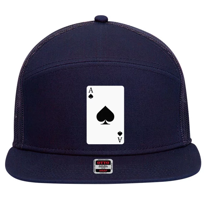 Ace Of Spades Playing Card Ace Card 7 Panel Mesh Trucker Snapback Hat