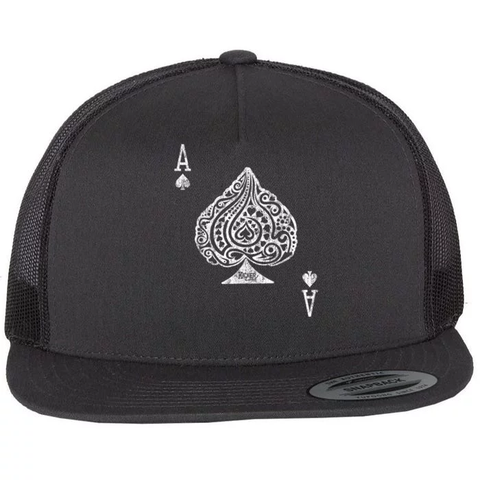 Ace Of Spades Texas Hold'em Poker Playing Card Flat Bill Trucker Hat