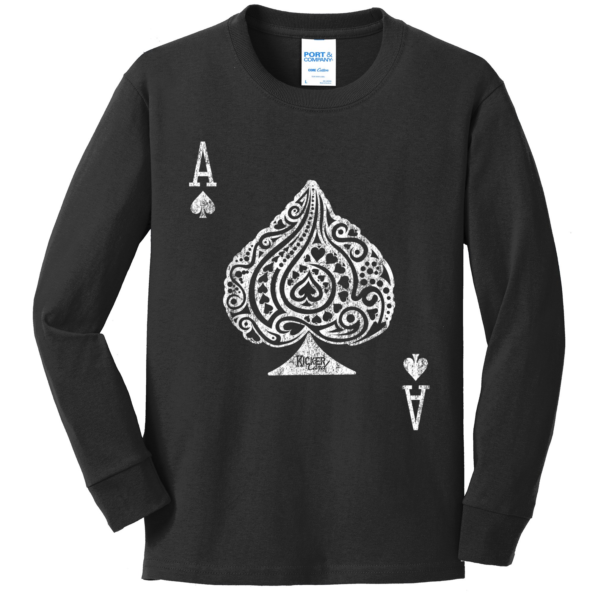 Ace Of Spades Texas Hold'em Poker Playing Card Kids Long Sleeve Shirt