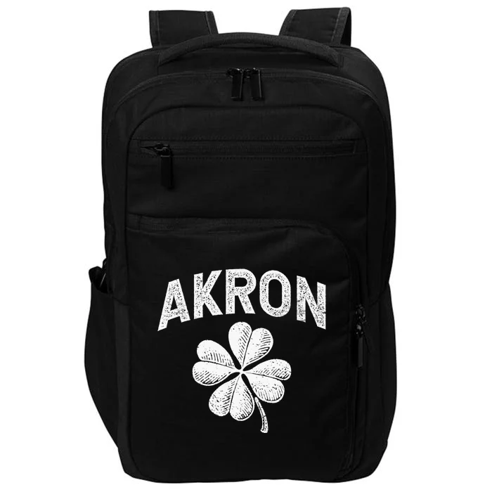 Akron, Ohio St Patrick's Day Shamrock Distressed Retro T Impact Tech Backpack