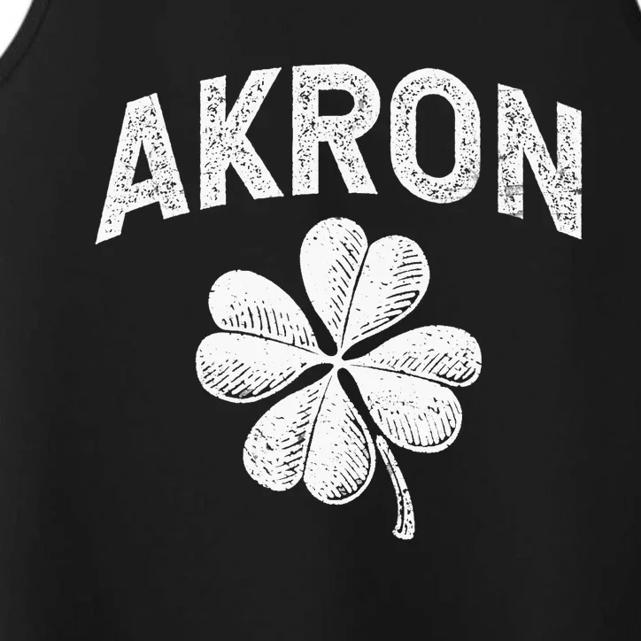 Akron, Ohio St Patrick's Day Shamrock Distressed Retro T Performance Tank