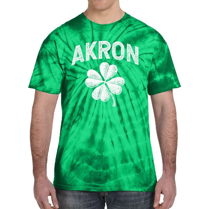 Akron, Ohio St Patrick's Day Shamrock Distressed Retro T Tie-Dye T-Shirt