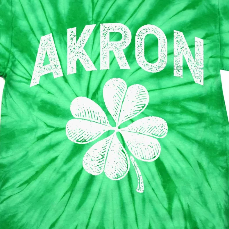 Akron, Ohio St Patrick's Day Shamrock Distressed Retro T Tie-Dye T-Shirt