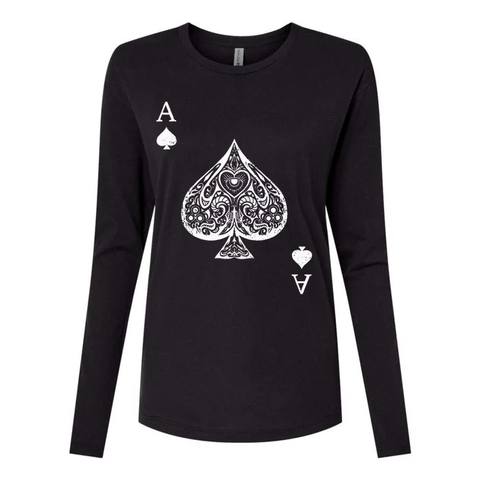 Ace Of Spades Costume Playing Card Costume Ace Spade Womens Cotton Relaxed Long Sleeve T-Shirt