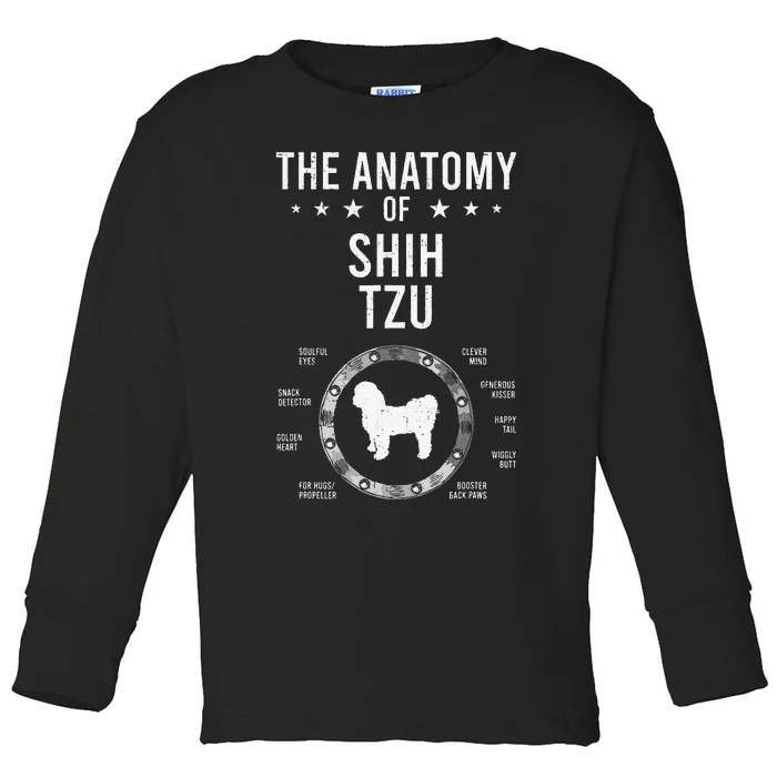 Anatomy of Shih Tzu Dog Lover Toddler Long Sleeve Shirt