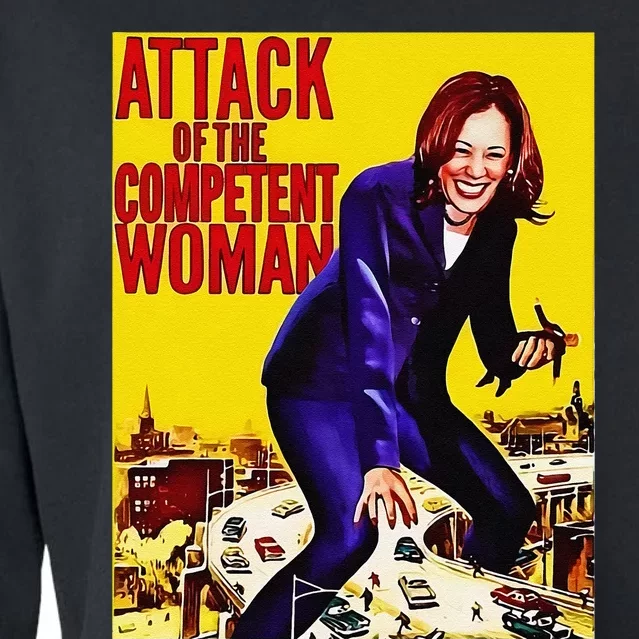 Attack Of The Competent Woman Funny Kamala Harris Vote 2024 Cropped Pullover Crew