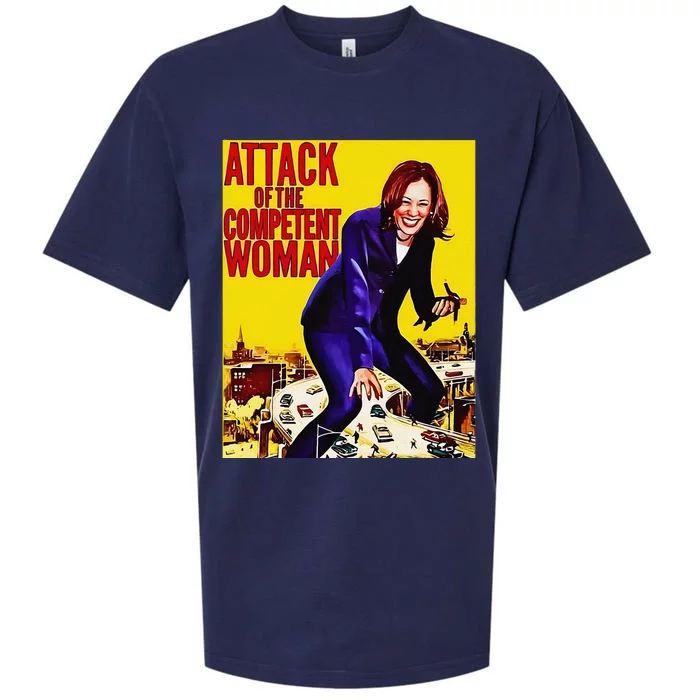 Attack Of The Competent Woman Funny Kamala Harris Vote 2024 Sueded Cloud Jersey T-Shirt