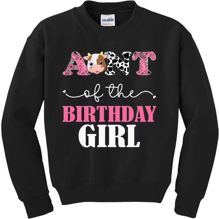 Aunt Of The Birthday Cow 1st gift Birthday Kids Sweatshirt