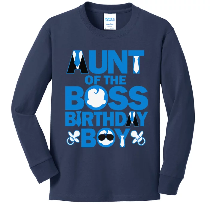 Aunt Of The Boss Birthday Boy Baby Family Party Decorations Kids Long Sleeve Shirt