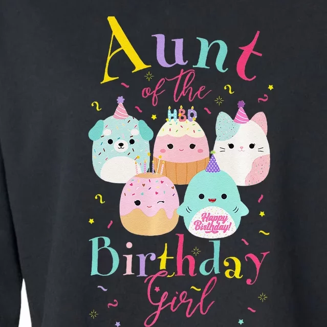 Aunt Of The Birthday Squish Squad Mallow Premium Cropped Pullover Crew