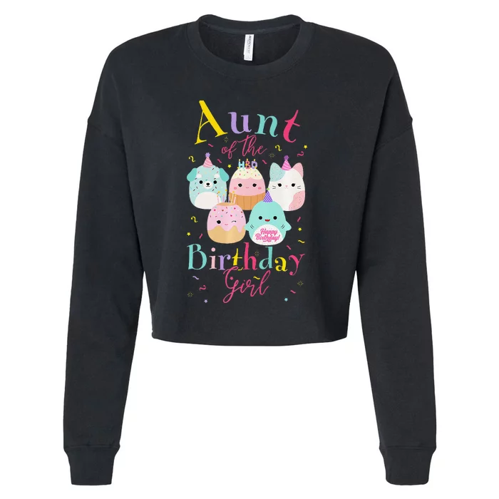 Aunt Of The Birthday Squish Squad Mallow Premium Cropped Pullover Crew