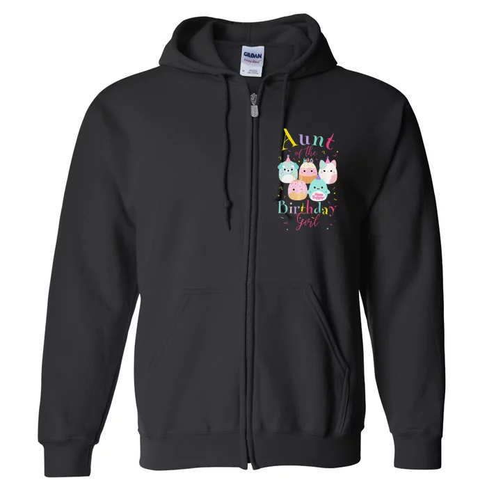 Aunt Of The Birthday Squish Squad Mallow Premium Full Zip Hoodie