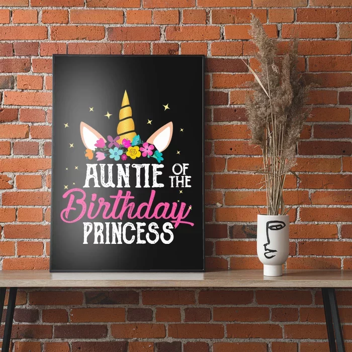 Auntie Of The Birthday Princess Mother Girl Unicorn Bday Poster