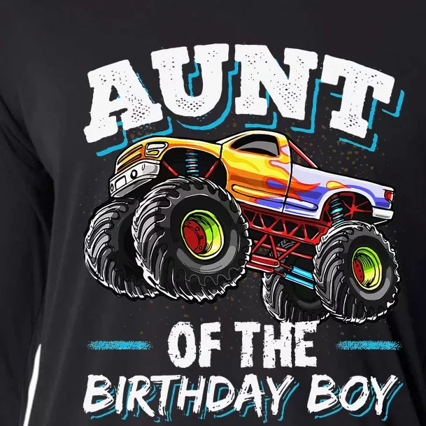 Aunt of the Birthday Monster Truck Birthday Party Cooling Performance Long Sleeve Crew