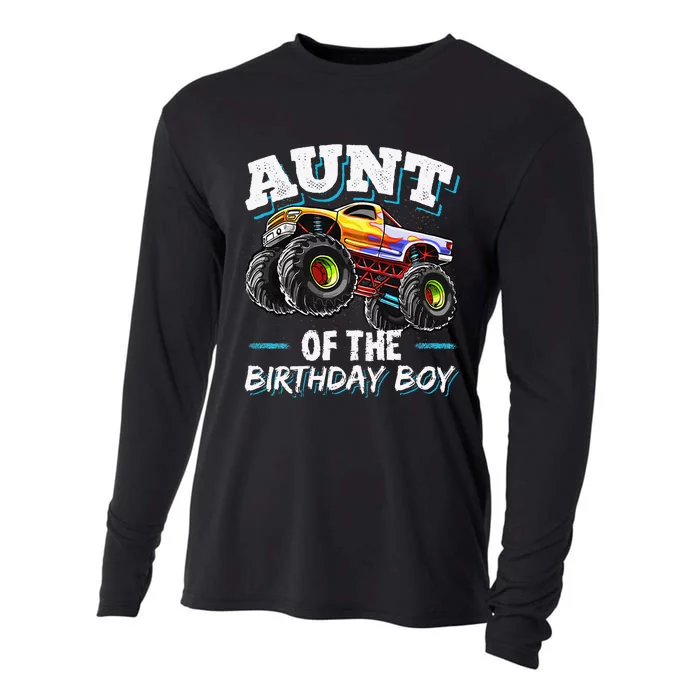 Aunt of the Birthday Monster Truck Birthday Party Cooling Performance Long Sleeve Crew