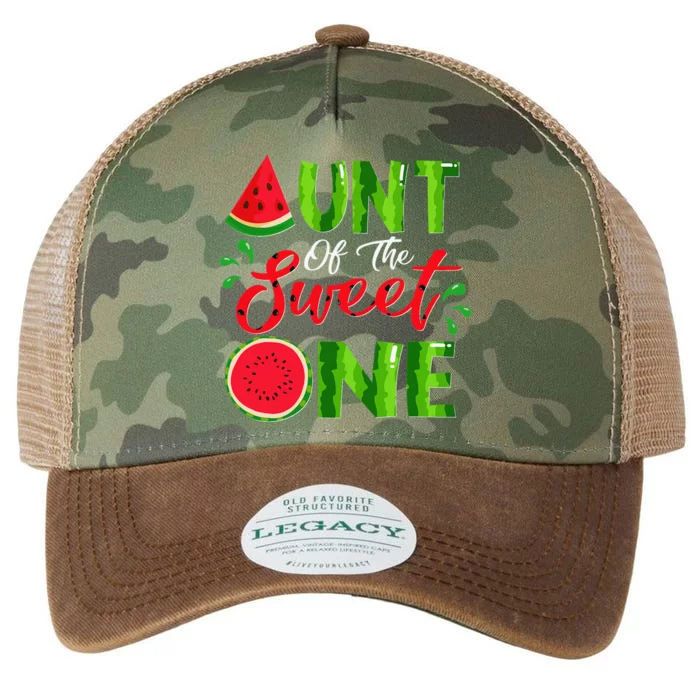 Aunt Of The Sweet One Birthday Watermelon Matching Family Legacy Tie Dye Trucker Hat