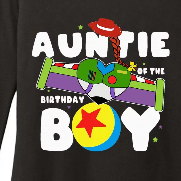 Auntie Of The Birthday Boy Toy Lover Funny Story Theme Bday Womens CVC Long Sleeve Shirt