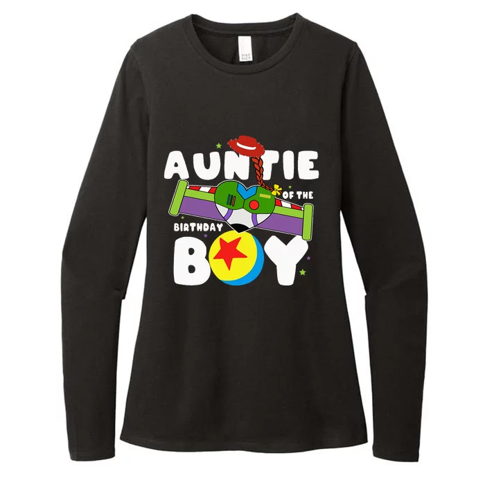 Auntie Of The Birthday Boy Toy Lover Funny Story Theme Bday Womens CVC Long Sleeve Shirt