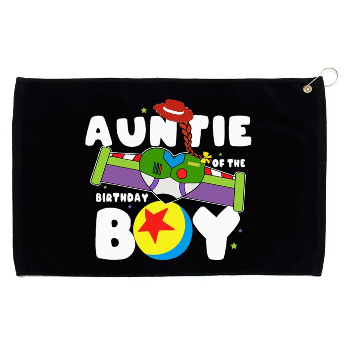 Auntie Of The Birthday Boy Toy Lover Funny Story Theme Bday Grommeted Golf Towel