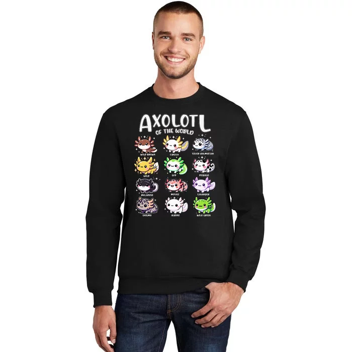 Axolotls Of The World Kawaii Types Of Axolotl Fish Amphibian Sweatshirt