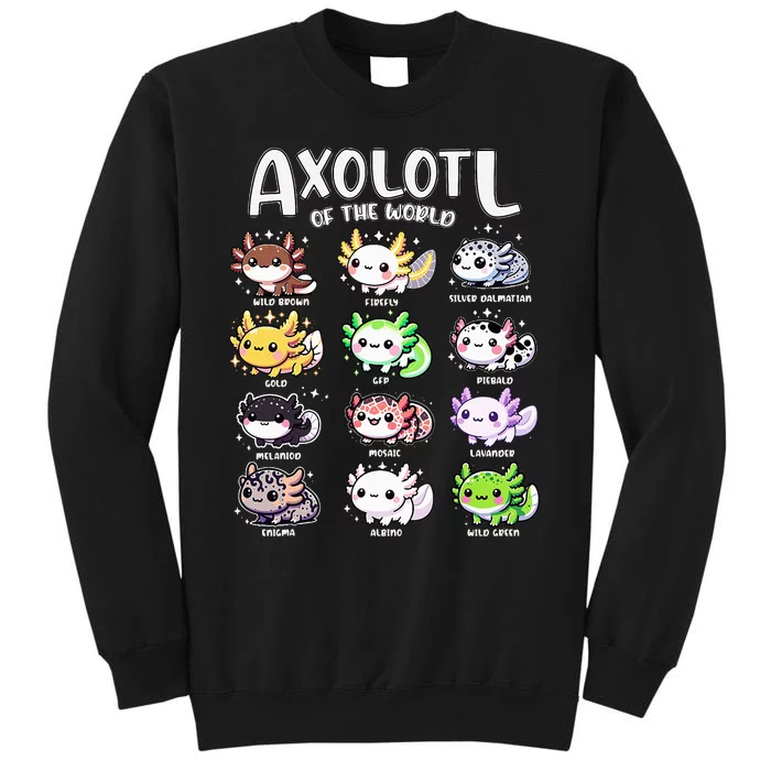 Axolotls Of The World Kawaii Types Of Axolotl Fish Amphibian Sweatshirt