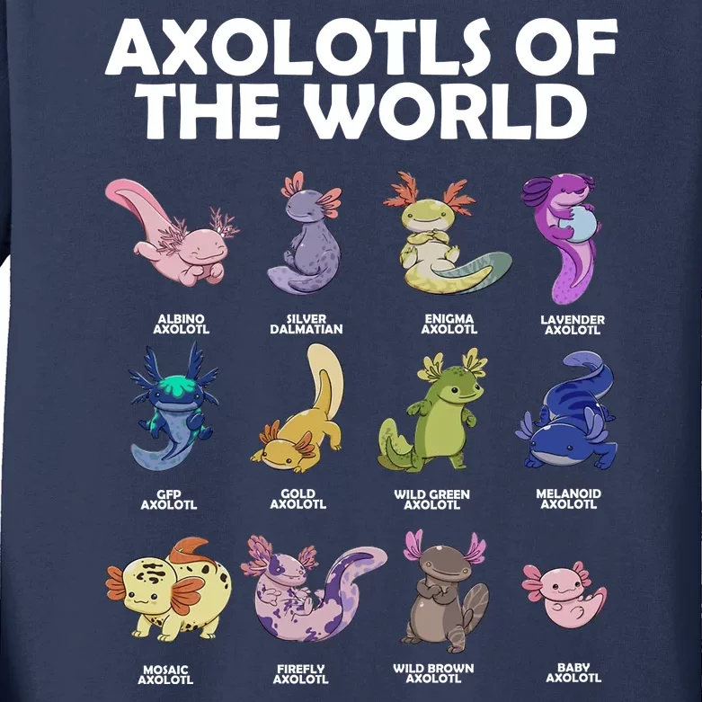 Axolotls Of The World Kids Long Sleeve Shirt