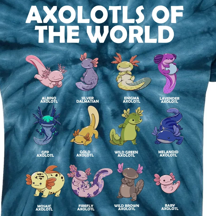 Axolotls Of The World Kids Tie-Dye T-Shirt