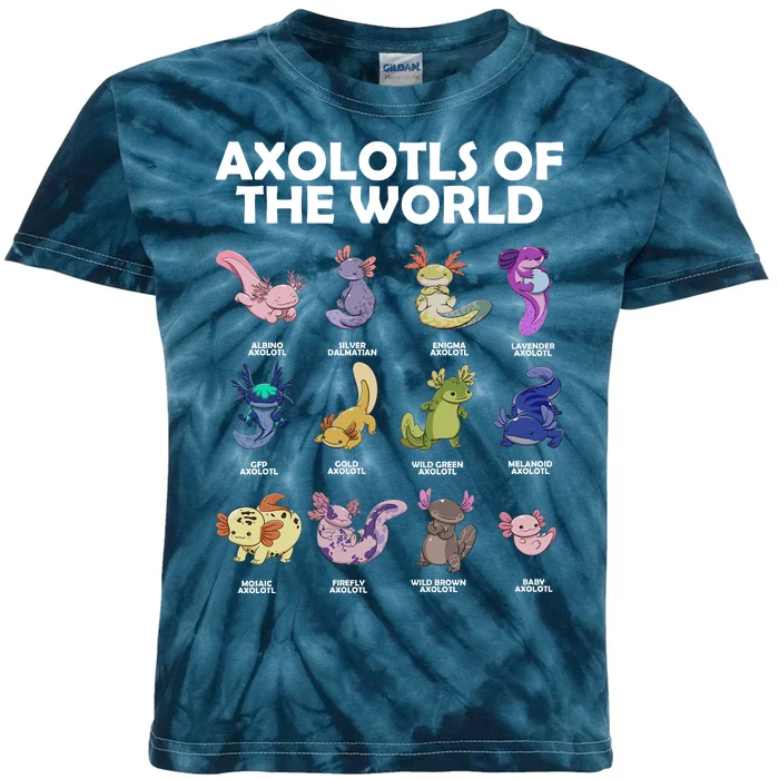 Axolotls Of The World Kids Tie-Dye T-Shirt