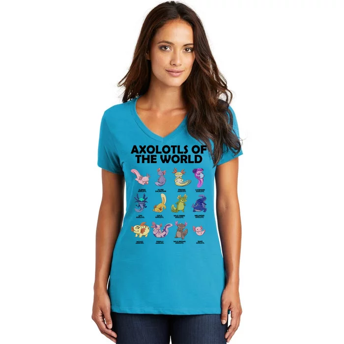 Axolotls Of The World Women's V-Neck T-Shirt