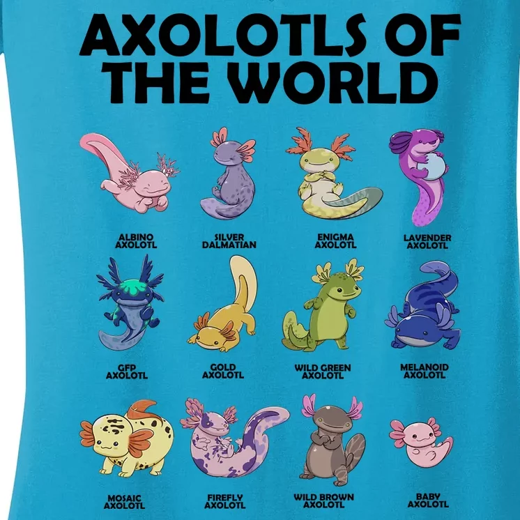 Axolotls Of The World Women's V-Neck T-Shirt