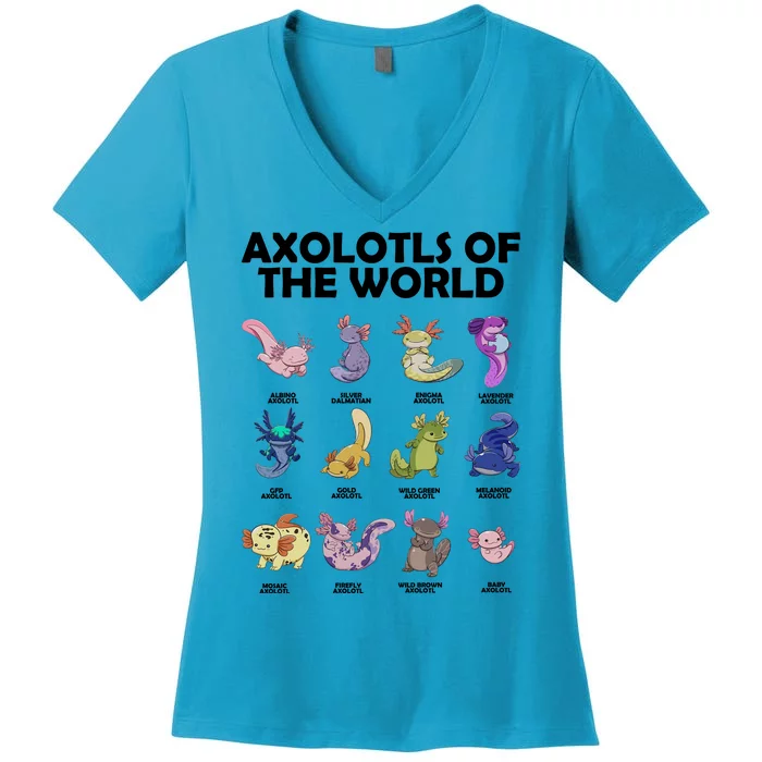 Axolotls Of The World Women's V-Neck T-Shirt