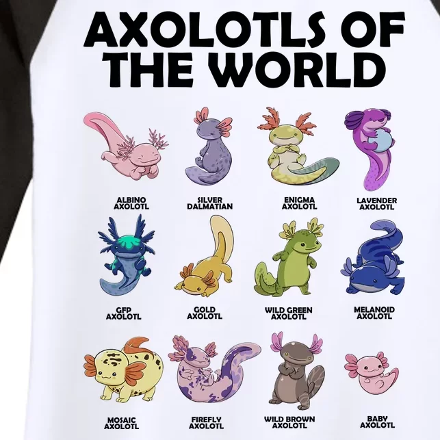 Axolotls Of The World Women's Tri-Blend 3/4-Sleeve Raglan Shirt