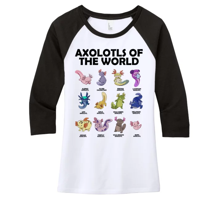 Axolotls Of The World Women's Tri-Blend 3/4-Sleeve Raglan Shirt